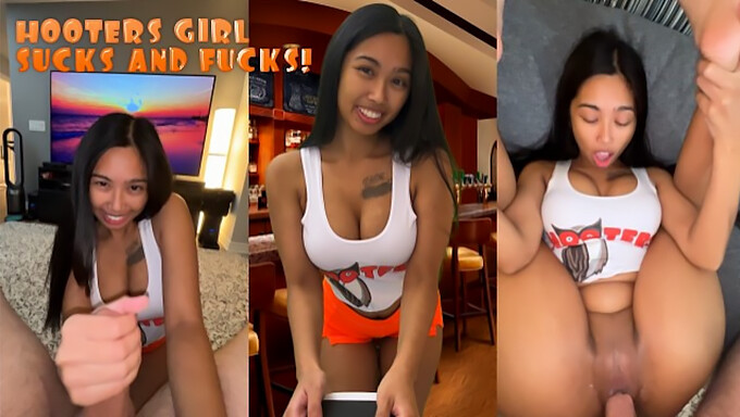 Amatör Hooters Garsonu Pov'Da Sakso Çekiyor!